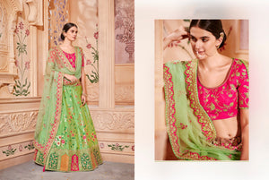 Superb K102623 Designer Multicoloured Green Silk Lehenga Choli - Fashion Nation
