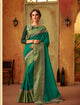 Beautiful CL10423 Superb Blue Cotton Green Silk Saree - Fashion Nation