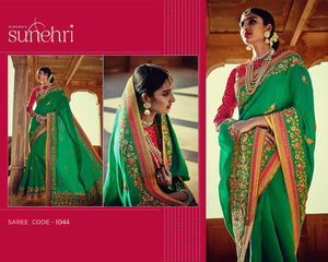Bridal Kimora SA1044 Designer Green Pink Silk Jacquard Saree - Fashion Nation