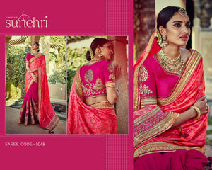Traditional Kimora SA1048 Designer Pink Rani Silk Jacquard Saree - Fashion Nation