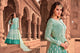 Embroidered KS1053 Lucknowi Aqua Georgette Floor Length Anarkali Gown by Fashion Nation