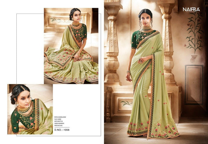 Designer Pista Green Handloom Silk Saree - Fashion Nation