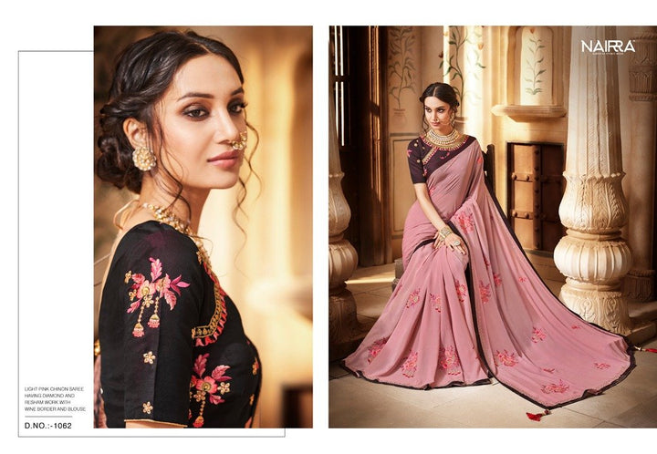 Suave Nakkashi NAK1062 Designer Pink Burgundy Silk Saree - Fashion Nation