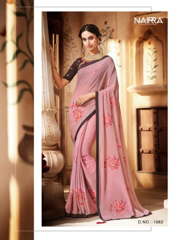 Suave Nakkashi NAK1062 Designer Pink Burgundy Silk Saree - Fashion Nation