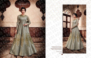 Dressy NAK11047 PartyWear Indo Western Grey Jute Silk Net Anarkali Gown - Fashion Nation