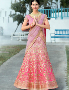 Trendy VAS1205 Shaded Lavender Pink Silk Net Lehenga Choli - Fashion Nation
