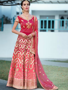 Colourful VAS1207 Shaded Pink Magenta Silk Net Lehenga Choli - Fashion Nation