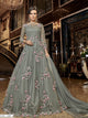 Delicate Indo Western K136721 Grey Net Silk Floor Length Anarkali Gown - Fashion Nation
