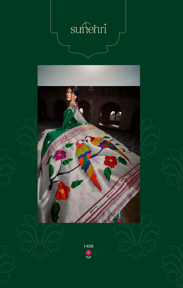 Mehendi Wear Paithani Silk Saree - Fashion Nation