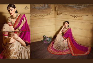 Brilliant NIR1812 Designer Beige Shaded Multicoloured Georgette Saree - Fashion Nation