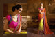 BreathTaking NIR1813 Designer Orange Yellow Georgette Chiffon Saree - Fashion Nation