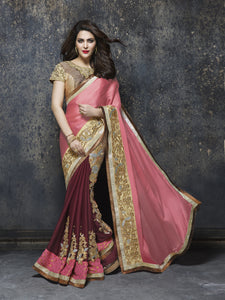 ME3719 Designer Pink Georgette Chiffon Saree - Fashion Nation