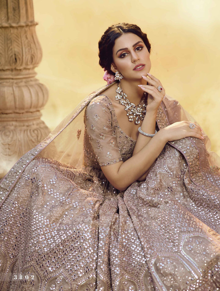 Sangeet Special Dusty Pink Crepe Designer Lehenga Choli - Fashion Nation