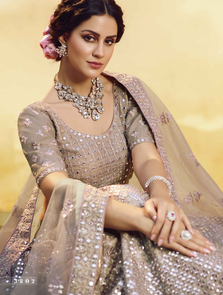 Sangeet Special Dusty Pink Crepe Designer Lehenga Choli - Fashion Nation