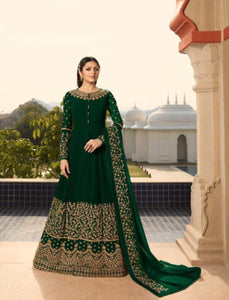 Abaya Style NIT3803 Green Georgette Silk Indo Western Long Anarkali - Fashion Nation