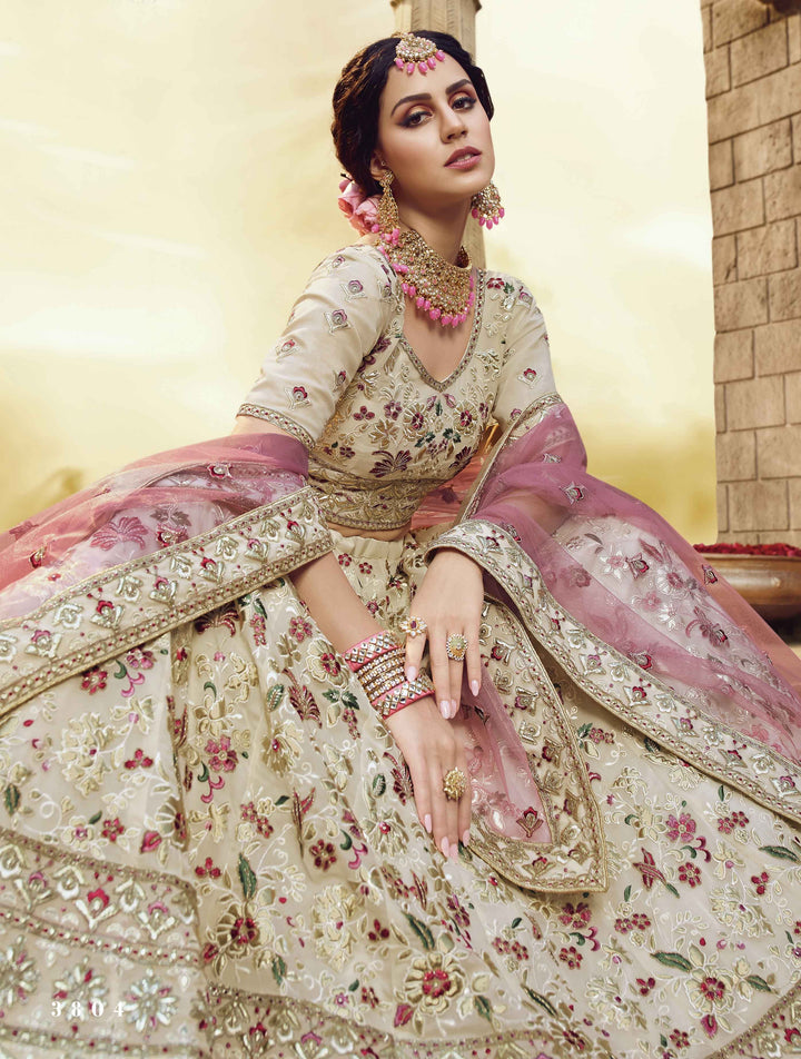 Wedding Special Off White Georgette Lehenga Choli - Fashion Nation