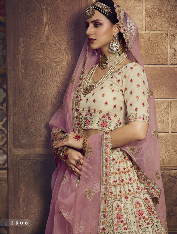 Royal Cream Organza Bridal Lehenga Choli - Fashion Nation