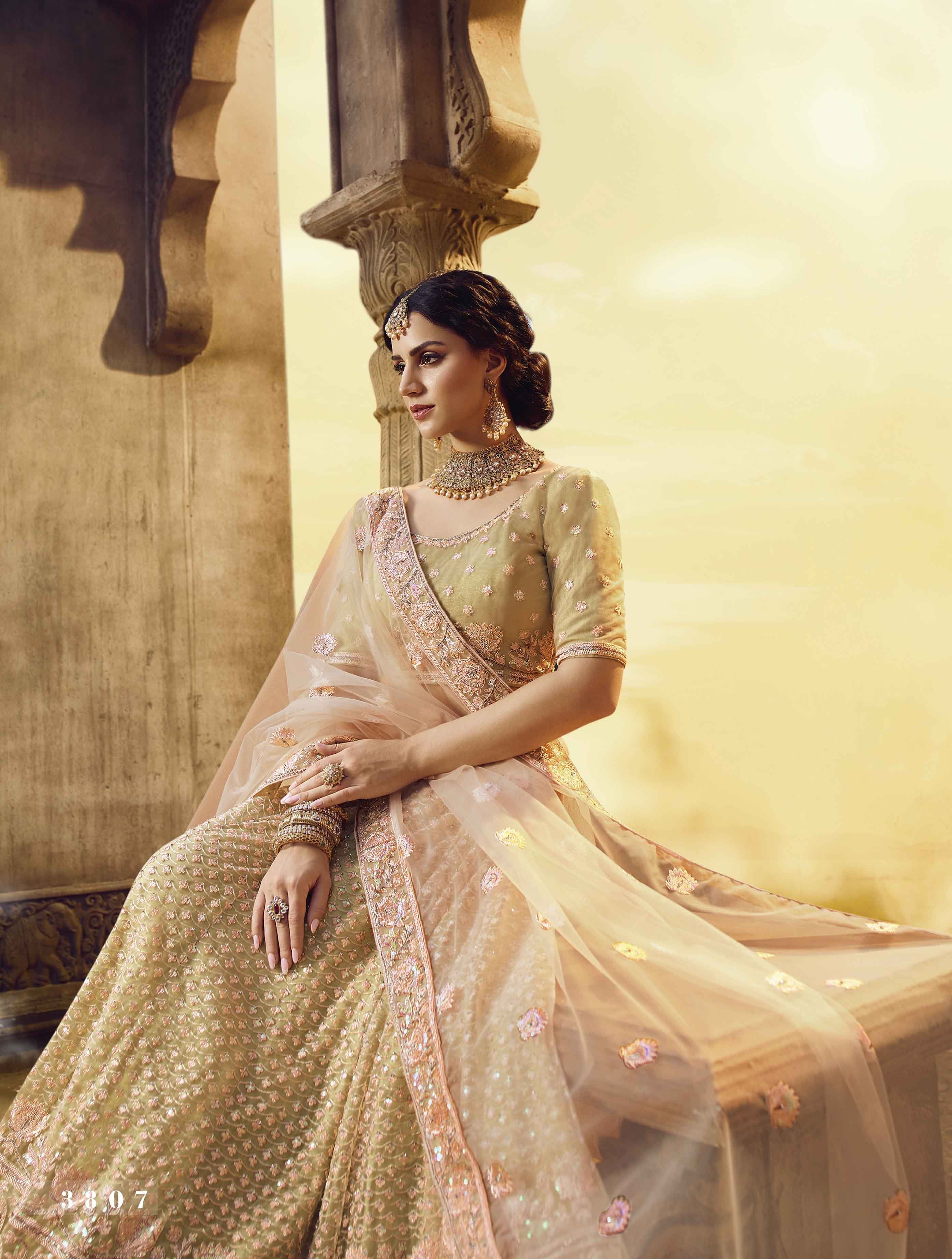 Laya De Boutique - Karishma Pink & Golden Colour Net patli work Lehenga  Saree @ Rs.4499/- | Facebook