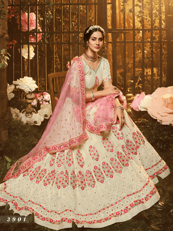 Designer White Georgette Lehenga Choli - Fashion Nation