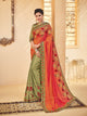 Royal PS40209 Designer Orange Green Silk Saree - Fashion Nation
