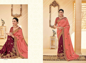 Nice PS40214 Designer Maroon Pink Silk Saree - Fashion Nation