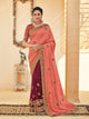 Nice PS40214 Designer Maroon Pink Silk Saree - Fashion Nation