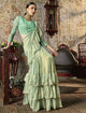 Cocktail Wear TV40501 Designer Aqua Green Silk Lycra Ruffles Saree - Fashion Nation
