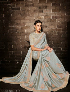 Nakkashi NAK4131 Designer Grey Muslin Satin Silk Jacquard Saree - Fashion Nation