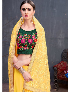 Festive RR4137 Party Wear Yellow Green Georgette Silk Saree - Fashion Nation