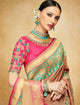Fantastic Nakkashi NAK4139 Designer Brown Rama Green Silk Jacquard Saree - Fashion Nation