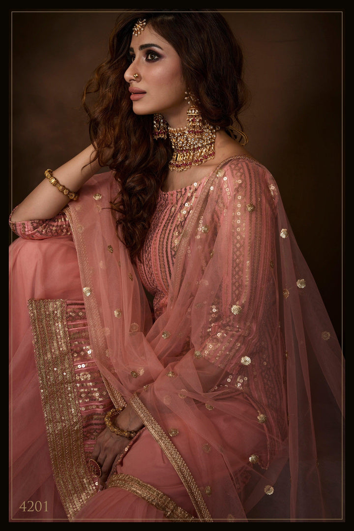 Festival Wear Pink Net Designer Sharara Suit - Fashion Nation