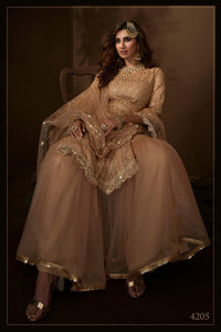 Shaadi Special Beige Net Bridal Wear Sharara Suit at Cheapest Prices