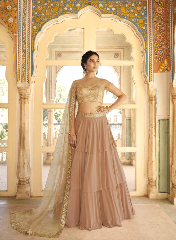 Party Wear Nakkashi Layered Lehenga Choli - Fashion Nation