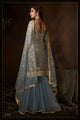 Mehndi Function Special Grey Net Fashionable Sharara Suit for Online