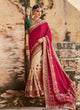 Artistic MJ46192 Bridal Cream Green Magenta Silk Saree - Fashion Nation