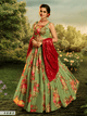 Celebrations Special Green Multicoloured Organza Floral Party Lehenga by Fashion Nation