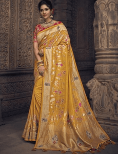 Resplendent MN4905 Wedding Special Yellow Red Silk Saree - Fashion Nation