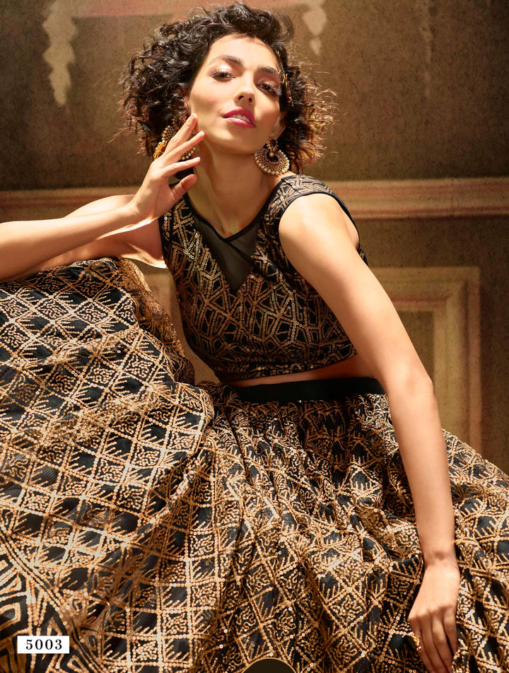 Evening Party Wear Black Designer Lehenga Choli - Fashion Nation