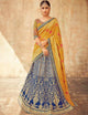 Striking KIM5010 Kimora Blue Yellow Jacquard Silk Lehenga Choli - Fashion Nation