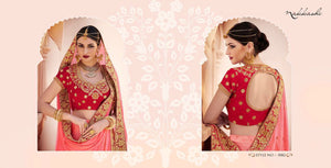 Dressy Nakkashi Bridal NAK5082 Shaded Pink Satin Silk Lehenga Choli - Fashion Nation