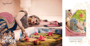 Unique Nakkashi Bridal NAK5083 Peach Blue Silk Net Lehenga Choli - Fashion Nation