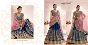 Unique Nakkashi Bridal NAK5083 Peach Blue Silk Net Lehenga Choli - Fashion Nation
