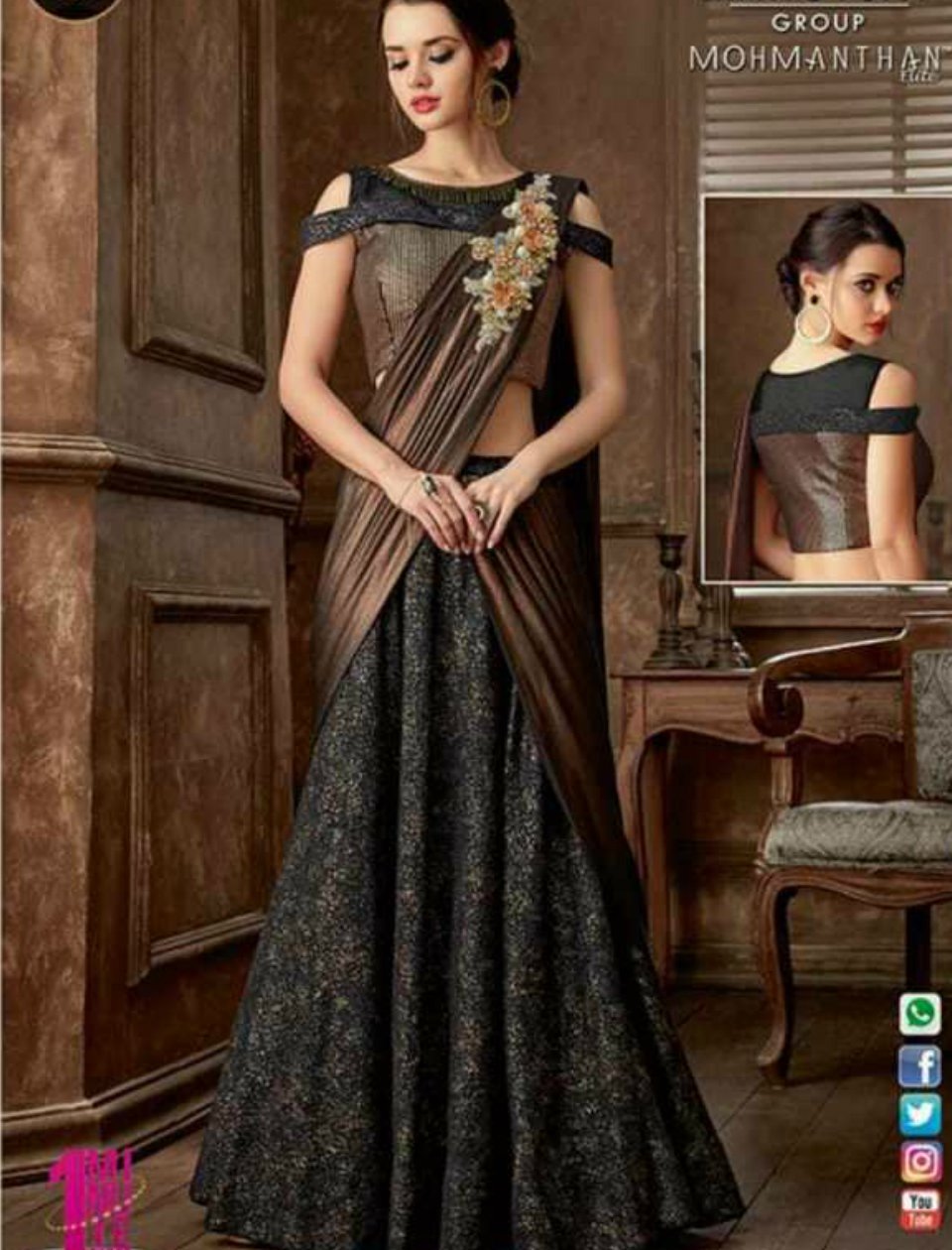 Dark Brown Readymade Printed Maxi Dress | Brown maxi dresses, Gowns, Maxi  dress green