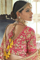 Ravishing Nakkashi NAK5131 Bridal Yellow Pink Peach Handloom Silk Net Lehenga Choli - Fashion Nation
