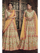 Special Nakkashi NAK5144 Bridal Multicoloured Pista Green Silk Yellow Net Lehenga Choli - Fashion Nation