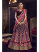 Original Nakkashi NAK5151 Bridal Burgundy Velvet Pink Net Lehenga Choli - Fashion Nation