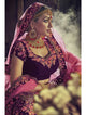 Original Nakkashi NAK5151 Bridal Burgundy Velvet Pink Net Lehenga Choli - Fashion Nation