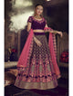 Original Nakkashi NAK5151 Bridal Burgundy Velvet Pink Net Lehenga Choli - Fashion Nation