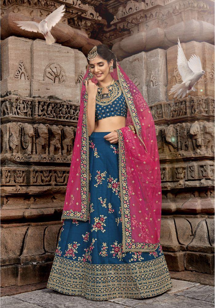 Fabulous Nakkashi NAK5171 Bridal Blue Handloom Silk Lehenga Choli - Fashion Nation