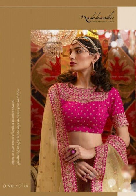 Shaadi Special Nakkashi Shaded Rani Beige Silk Lehenga Choli - Fashion Nation